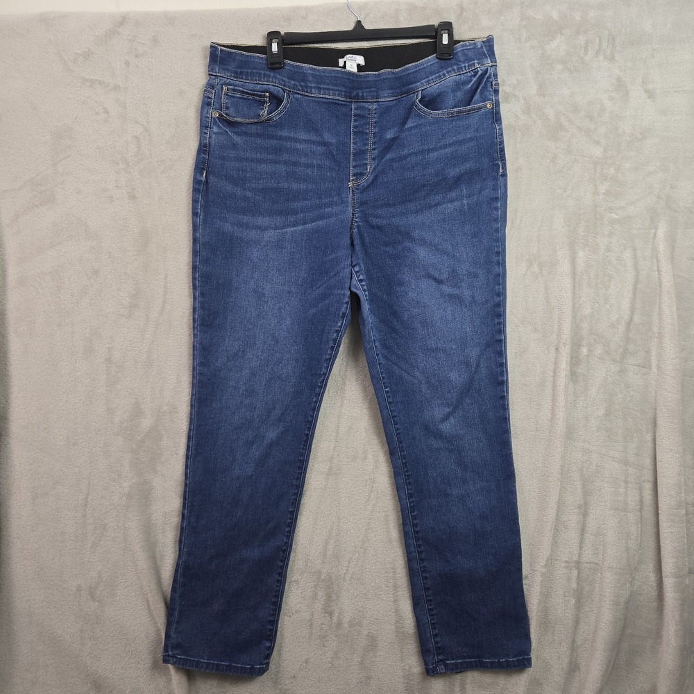 Croft & Barrow Women's Jeans Elastic Waistband Light Wash Straight  16